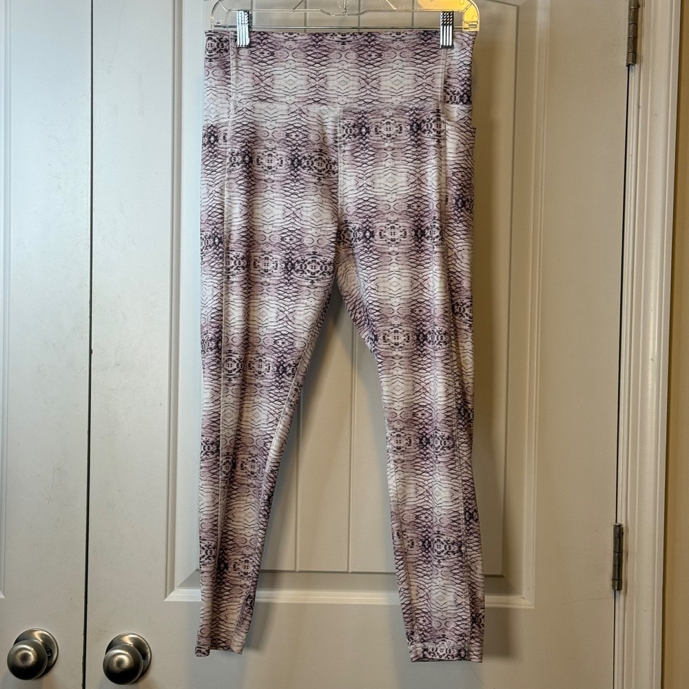 X By Gottex Womens Purple Snakeskin High Waist Athletic Leggings with Pockets‎ L - Picture 2 of 13